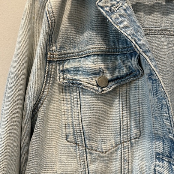 Hudson Jeans Distressed Light Wash Slouchy Denim Jean Jacket 100% Cotton Medium - Picture 3 of 9